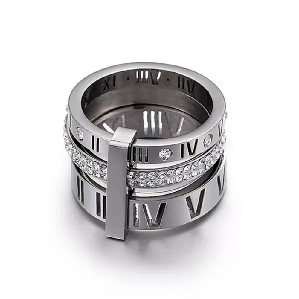 NEW 18k White Gold Stacking Triple Band Diamond Ring